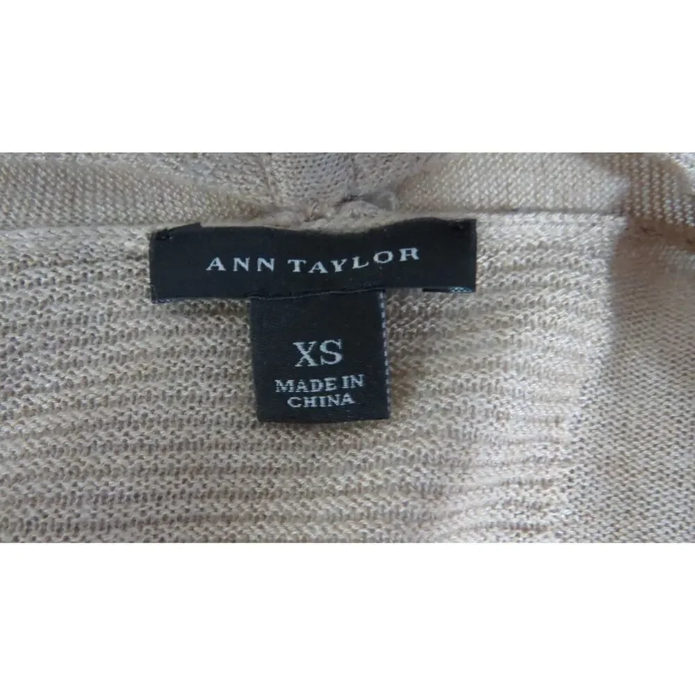 Ann‎ Taylor Wool Blend Women's XS Open Front Ribbed Knit Asymmetrical Cardigan